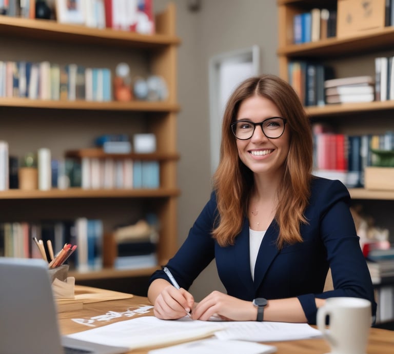 A person in formal attire is giving a presentation in a conference room. The person is holding a device, possibly a remote, and gesturing while speaking. A large projection screen is visible in the background, accompanied by elegant lighting and decor.