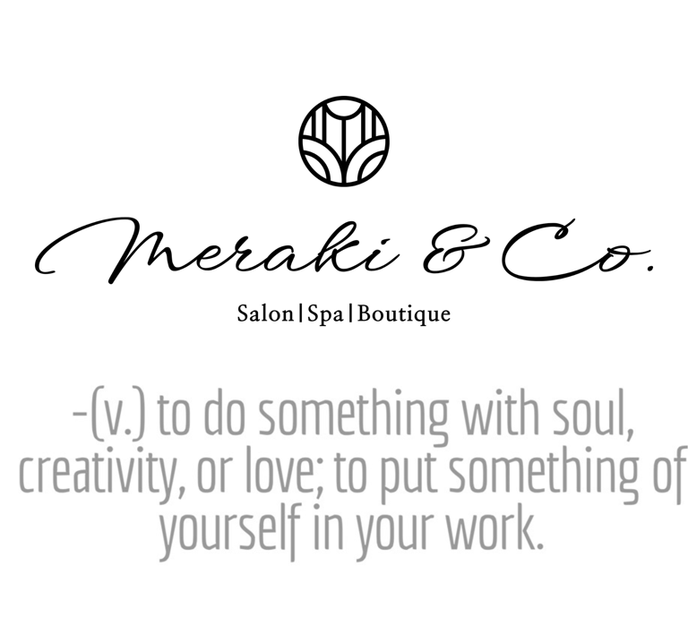 logo for Meraki and Co salon spa and boutique and meaning of Meraki