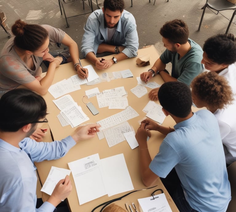 A diverse group of people holding hands in a circle, symbolizing unity and human rights.