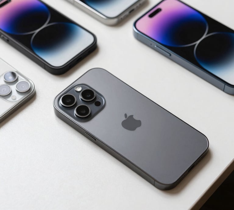 A sleek refurbished iPhone displayed on a wooden table with soft natural light.