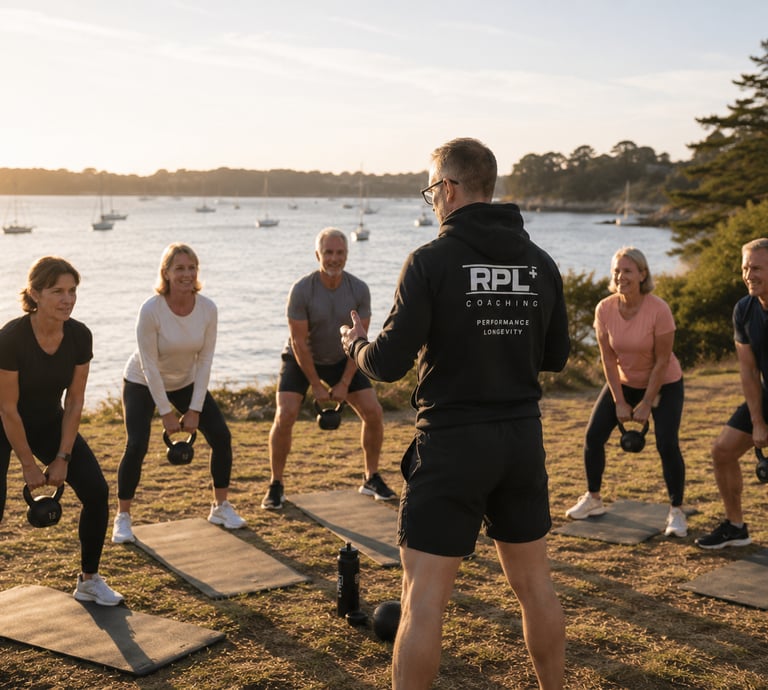 Séance outdoor RPL+ axée force, énergie et longévité dans le Golfe du Morbihan