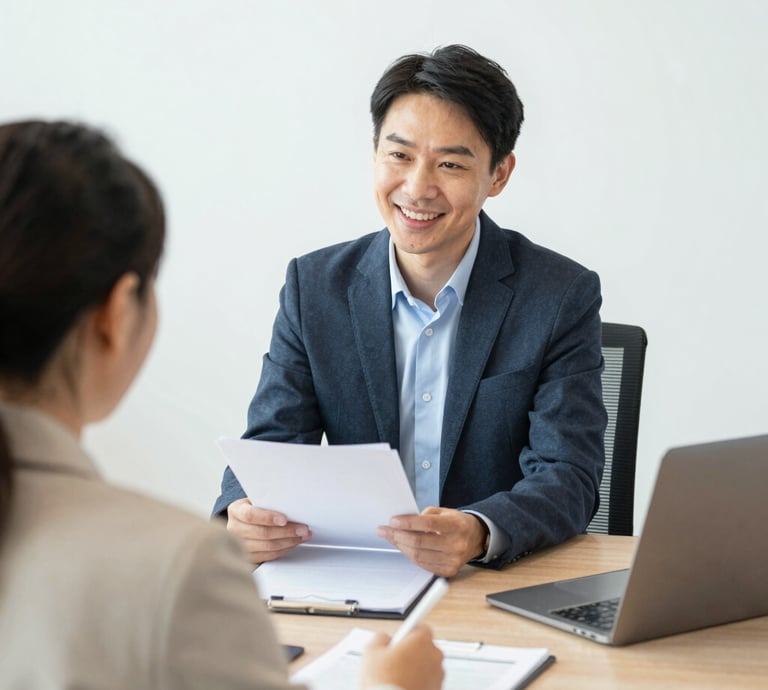 Professional team collaborating over financial documents in a modern office setting.