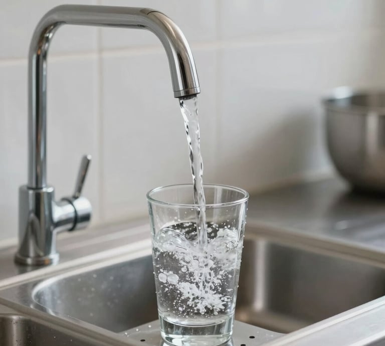 A professional assessor conducting a legionella risk inspection in a commercial building's water system.