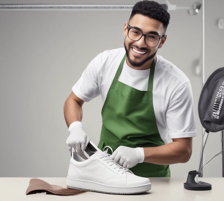 a group of people working on shoes in a factory