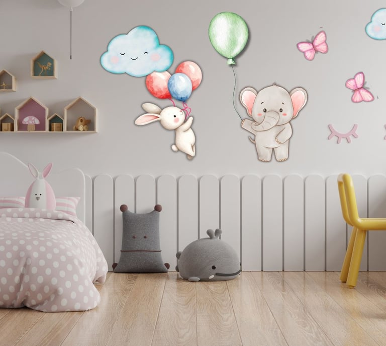 balloon animal decals in child's bedroom