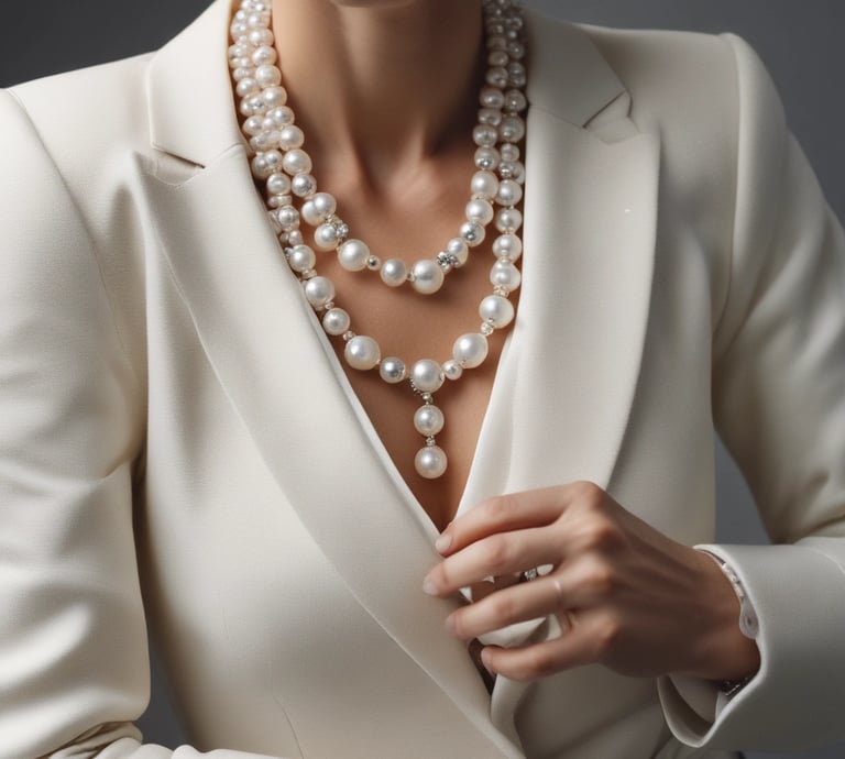 A beautiful display of elegant women's clothing in soft pastel colors.