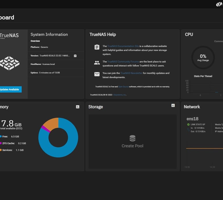 servicio virtualizacion interfaz gui truenas