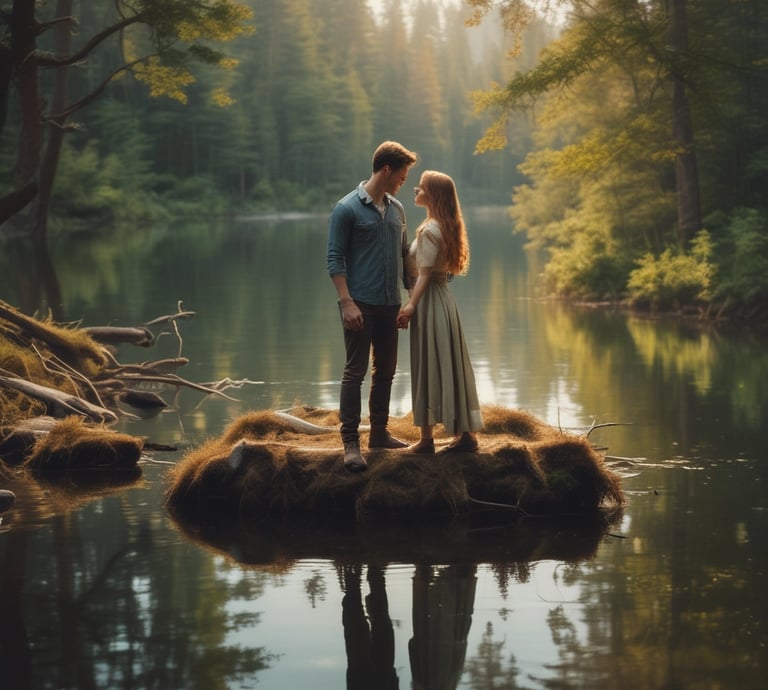 man and woman kissing and standing on road