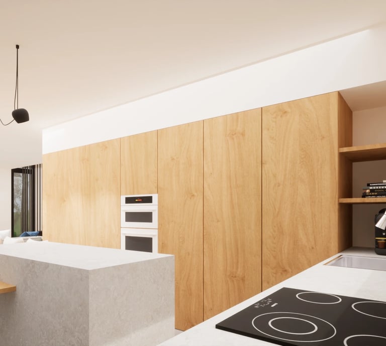 Construction maison neuve vue cuisine