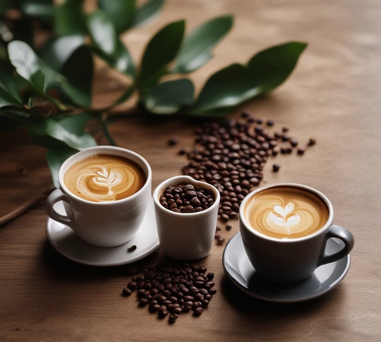 A visually rich image of freshly roasted coffee beans in a warm, inviting setting.
