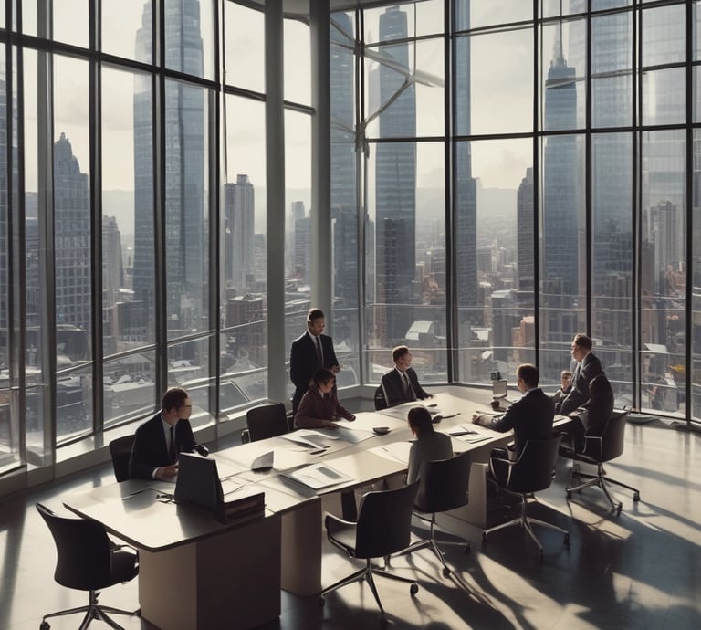 A welcoming office scene with a friendly consultant assisting a client with paperwork.