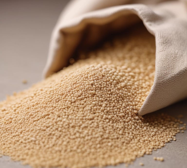 white millet grain pouring into a pile