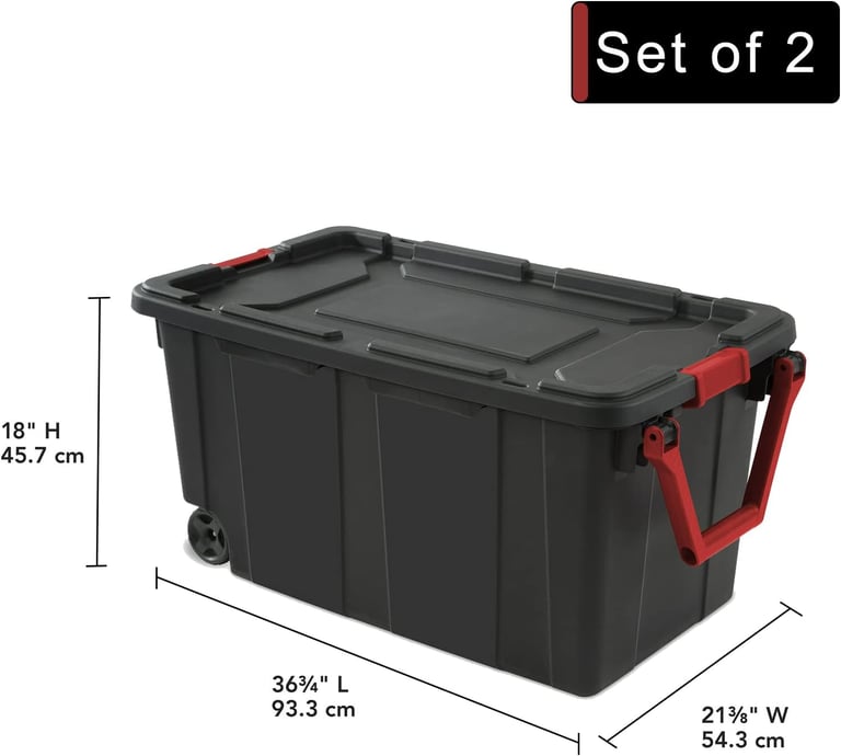 Storage Bins 40 Gallon Heavy-Duty Plastic Storage Bins, 2 Pack Container Totes with Durable Lid and