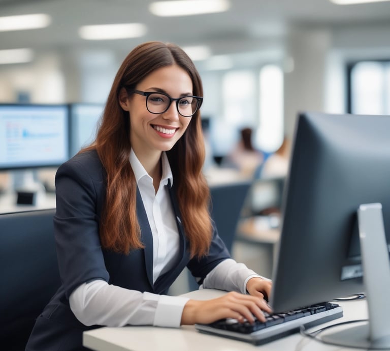 An image showcasing the MDM LLC team working on technology solutions.