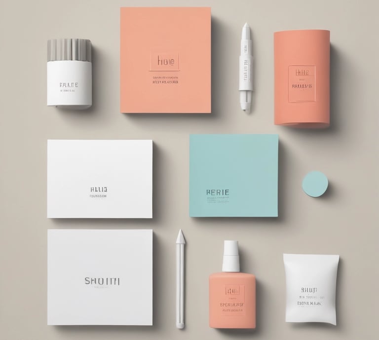 An array of printed materials including brochures and business cards.