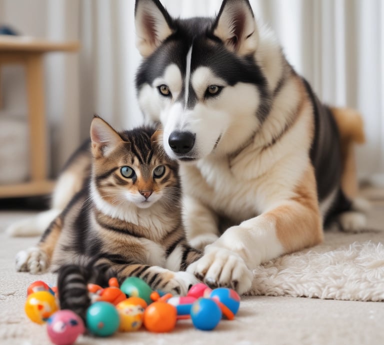 A vibrant display of various pet supplies showcasing ethical products.