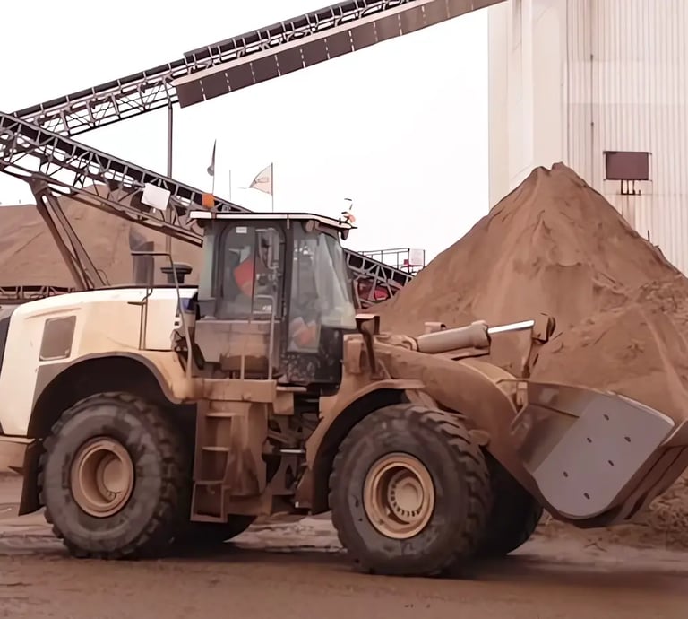 Wiellader die aarde heeft opgepakt