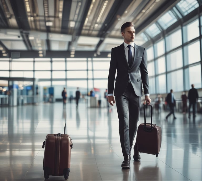 A travel agency is located in a multi-story building adorned with a large mural. The mural depicts a smiling woman's face with her hand raised as if waving. The building is surrounded by trees, and there is a sign indicating 'TRAVEL AGENCY' at the entrance. Several windows and architectural details are visible, as well as an entrance with a ramp and stairs.