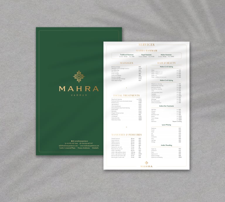 Mahra's service flyer