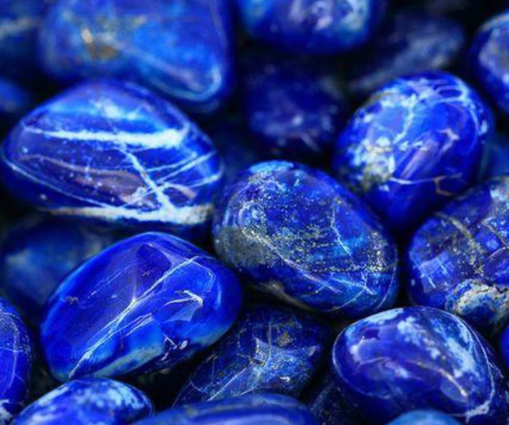 a pile of blue lapel stones