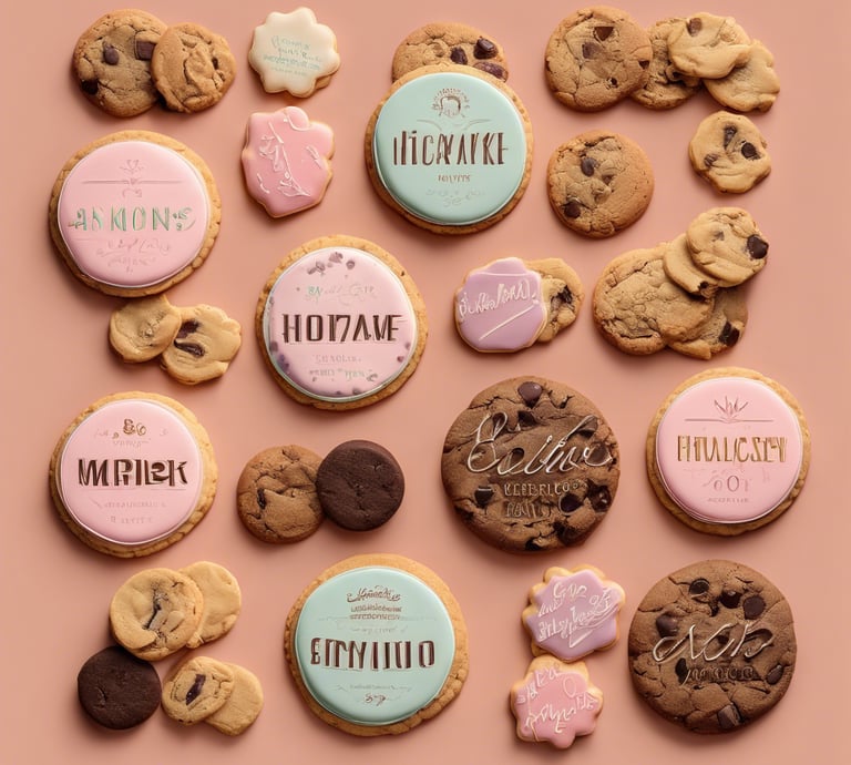 une variété de cookies et de cookies sur fond rose