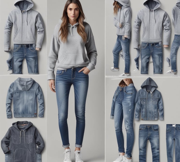 A model wearing a cozy sweatshirt outdoors on a cool day.