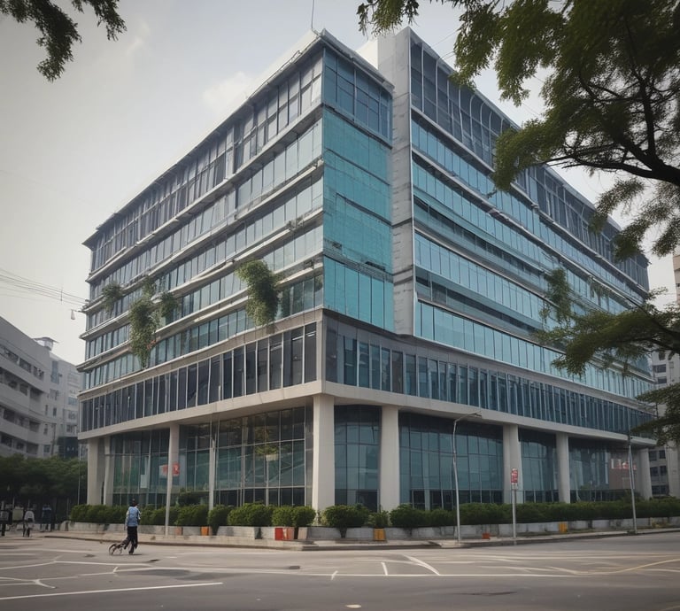 Front view of Yiwu Tiger Imp & Exp Co. Ltd. office building in Yiwu, Zhejiang.