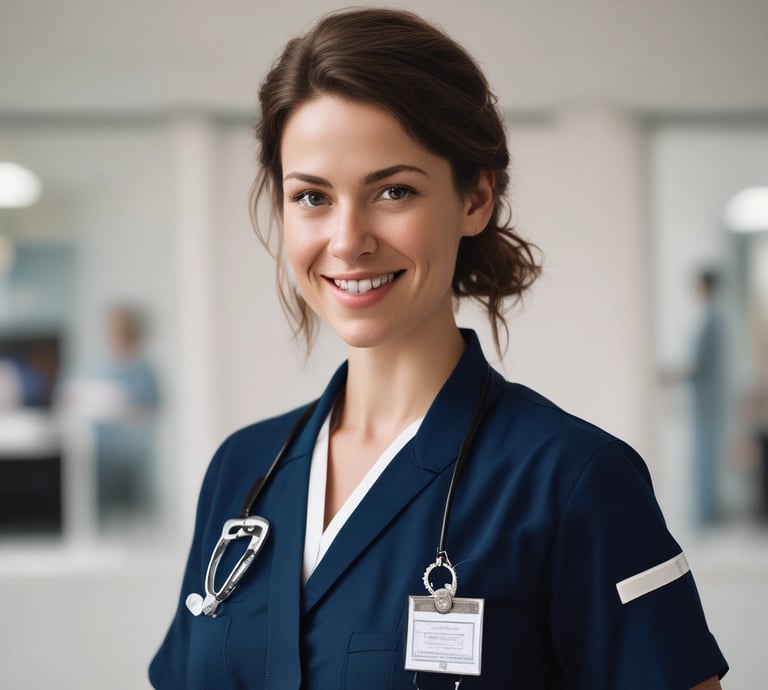 Close-up of a stethoscope and nurse's watch on a clean white surface.