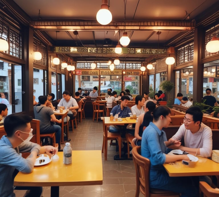 A vibrant warehouse filled with neatly stacked food packaging boxes and bottles of Chinese sauces ready for export.