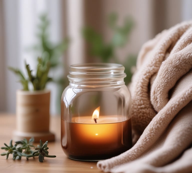 A serene therapy room with soft lighting and natural elements reflecting holistic wellness.