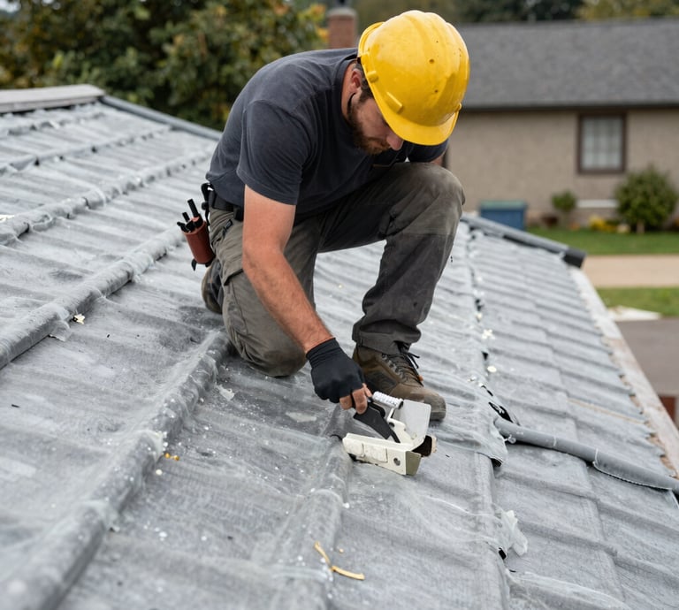 A professional technician applying waterproof insulation on a rooftop in Izmir.