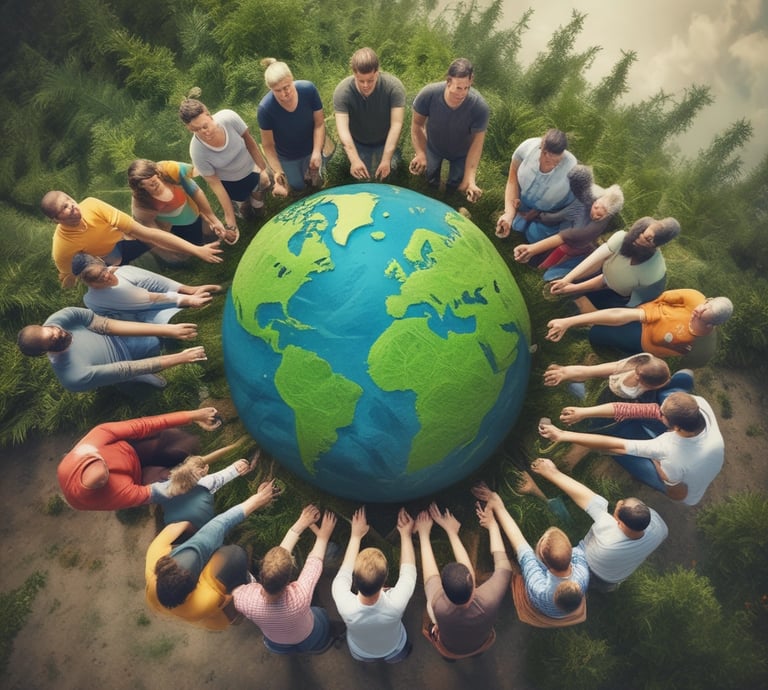 A modern lab with scientists working on eco-friendly product prototypes.