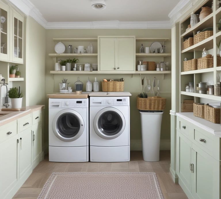Close-up of a hand selecting a Farrow & Ball paint color swatch next to a stylish utility unit.