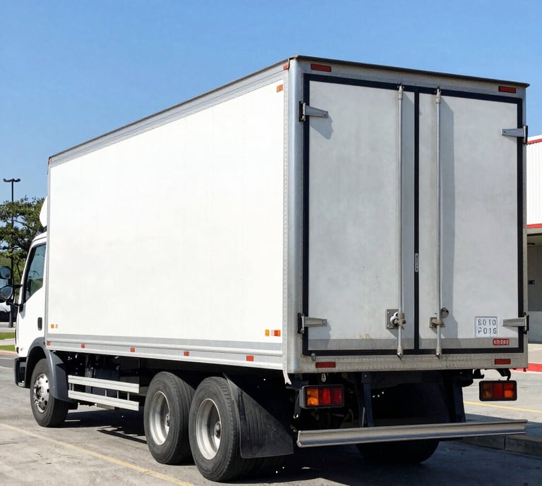 A friendly cyclelift driver loading pallets onto a truck outside a busy warehouse.