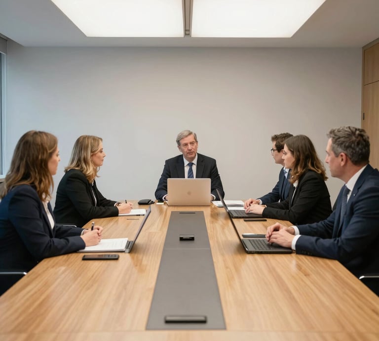 Modern office interior with a minimalist design reflecting professionalism and trust.