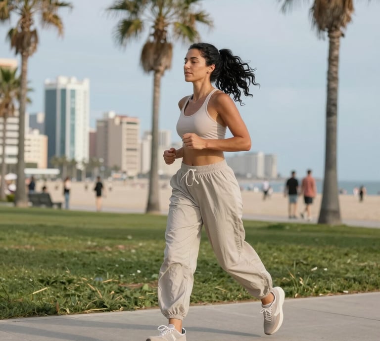 Illustration of a calm woman surrounded by soft pastel colors representing balance and wellness.