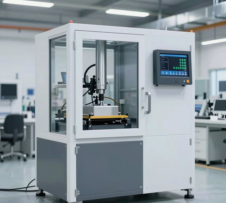 Engineers working on advanced industrial automation systems in a modern factory setting.