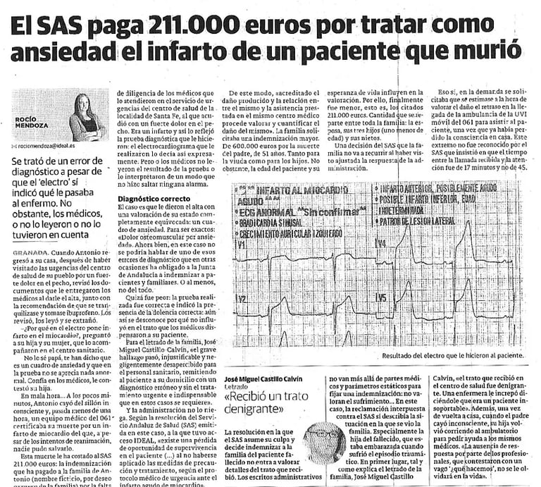 negligencia médica infarto no diagnosticado - cardiología