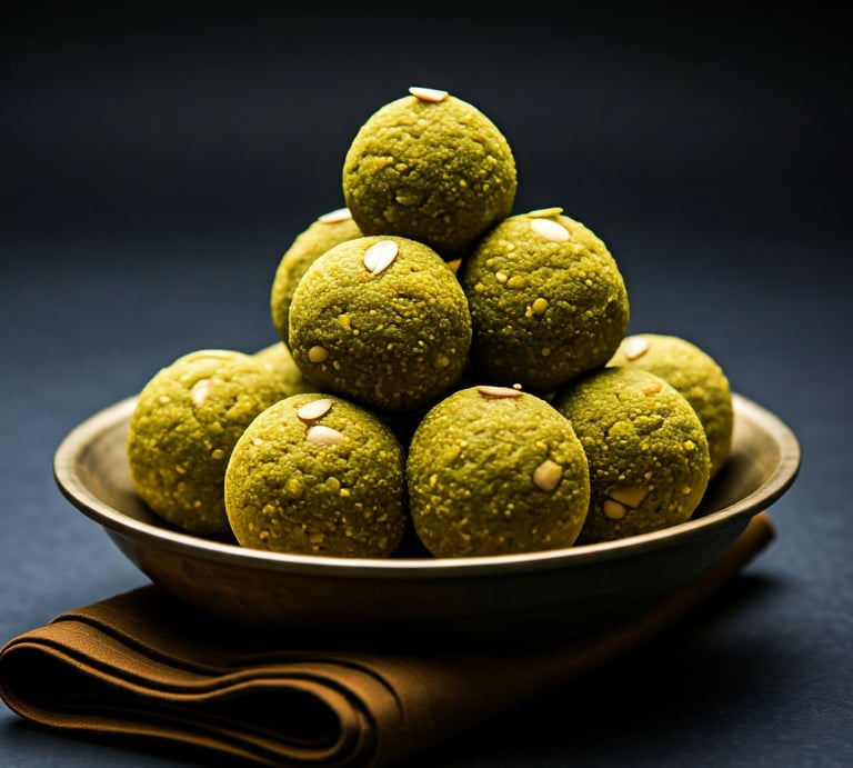 a bowl of delicious and nutritious green gram ladu