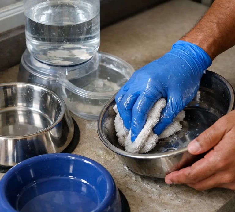 nettoyage approfondi et désinfection des gamelles et biberon pour animaux