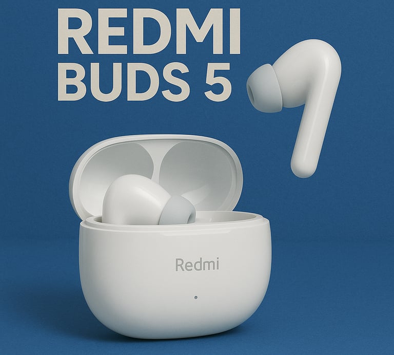 um par de fones de ouvido com a inscrição "redmii buds"