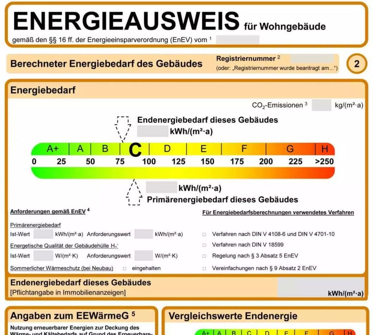 Ein Beispielbild von einem Energieausweis von AurImmo