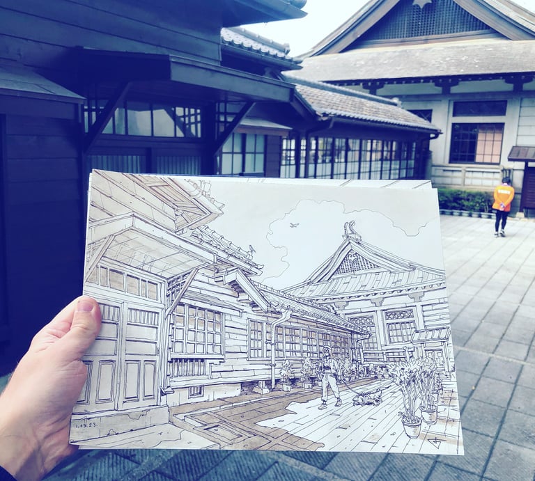 Urban sketch by artist evgeny bondarenko