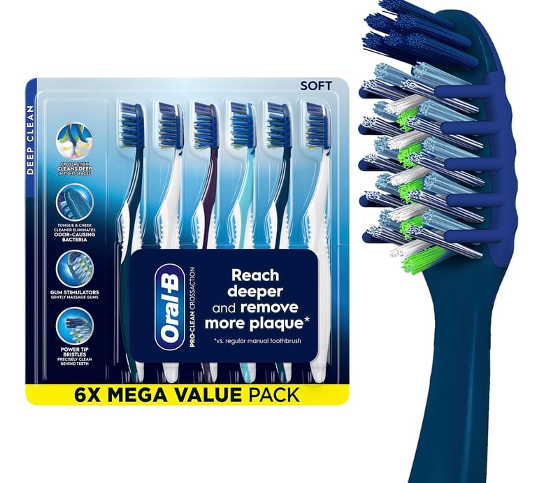 Oral B Pro Cross Action manual toothbrush. 6 pack