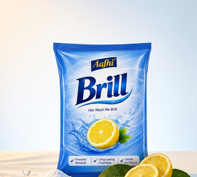Brill detergent powder for powerful stain removal and everyday laundry