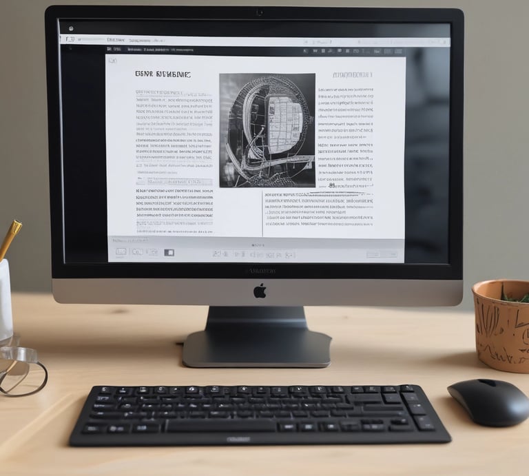 a computer monitor screen showing a computer monitor and book