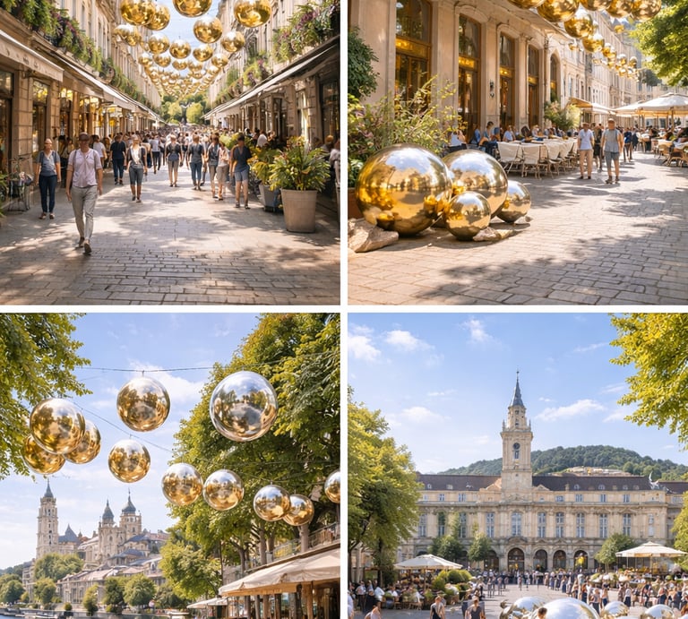 Sphère géante suspendue pour centre ville