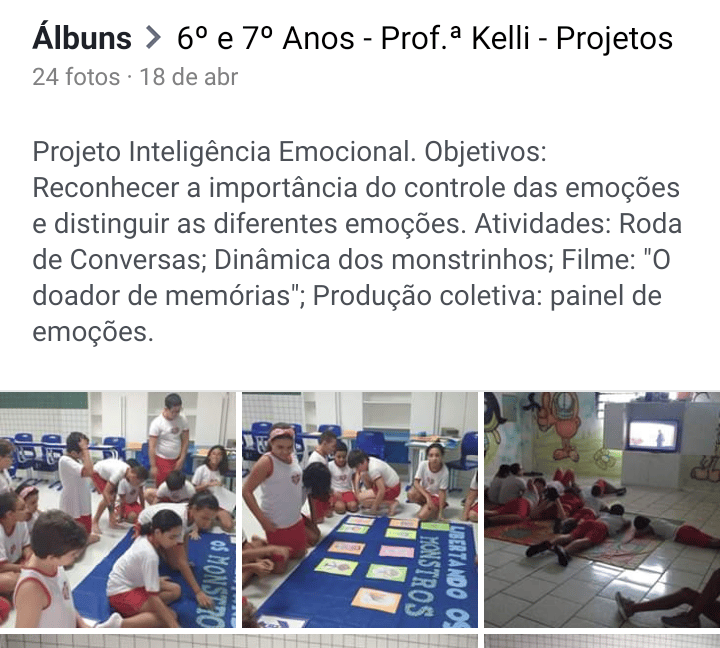 Registros de um dos projetos desenvolvidos por mim, em uma das escolas que lecionei.