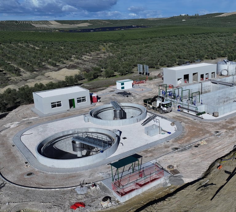 obra de depuradora a vista de dron