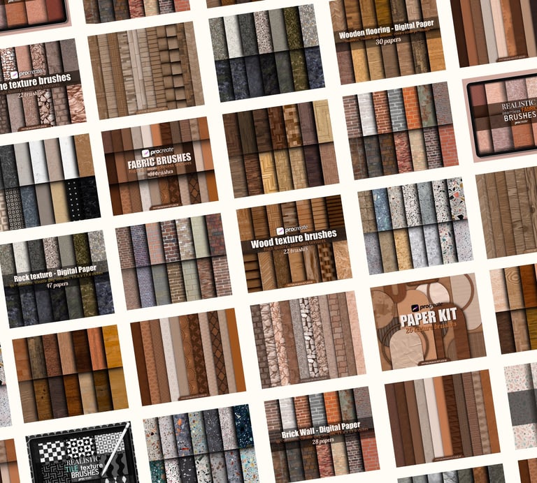 Realistic texture brushes and overlays for Procreate